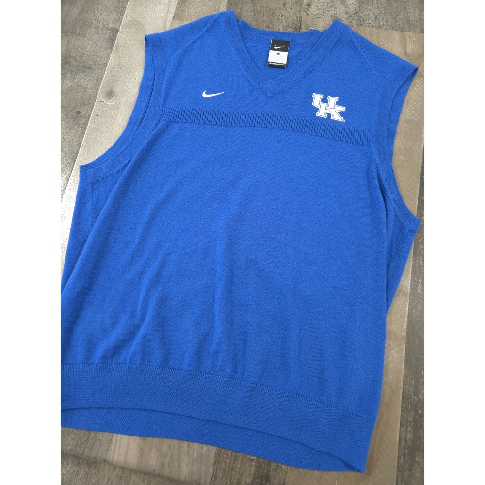 Nike Kentucky Wildcats VTG Sweater Vest V-Neck Blue Merino Wool Men's Gameday L